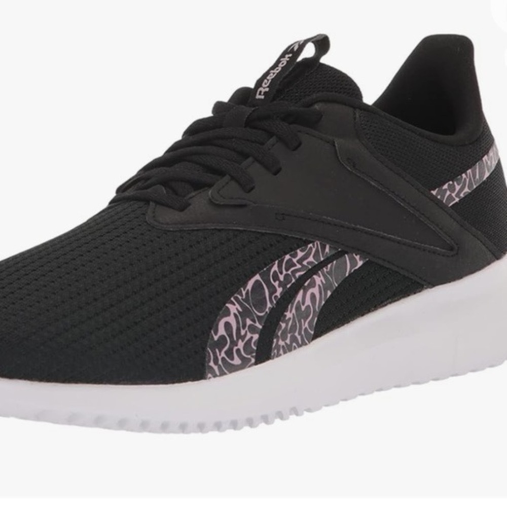 Reebok shoe Woman Fluxlite Cross Trainer black pink lace comfort sneaker Sz 8.5